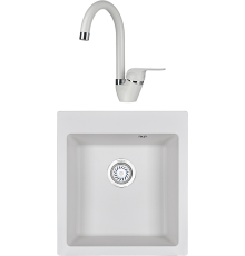 Комплект Мойка кухонная Granula 4651, арктик + Смеситель 1024, арктик