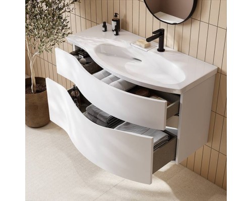 Kerama Marazzi Riva Тумба подвесная 100см, правая, с раковиной, цвет: белый матовый. RV.wb.100Rh,  RV.100Rh\WHT.M