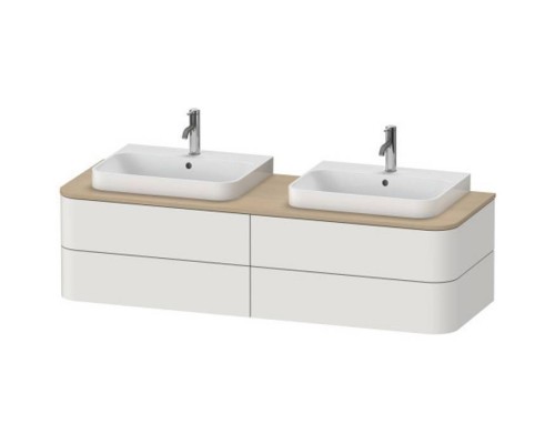Duravit Happy D.2 Plus Тумба подвесная 160x55x40.8см с 2 раковинами, 4 ящика, цвет: nordic white satin matt/mediterrenean oak. 2359600000,  HP032HB7171,  HP4974B3939