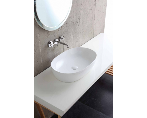 Azzurra Elegance Circle Раковина накладная, 60x40xH14 см, без отв., без перелива, цвет: Bianco lucido. ELLA060400C0BI/(ECI60 bi*0)