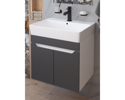 Тумба с раковиной DIWO Архангельск 60 подвесная, белая, антрацит