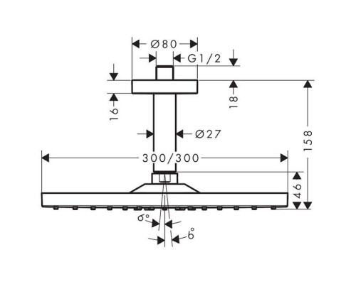 Hansgrohe Raindance E 300 Air 1j.Верхний душ, 30х30см., цвет: хром. 26250000 Hansgrohe Raindance E 300 Air 1j.Верхний душ, 30х30см., цвет: хром. 26250000