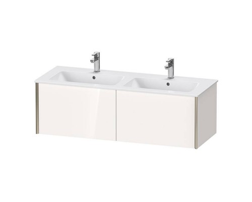 Duravit XViu Тумба подвесная 128x48x40см, с двойной раковиной, 2 ящика, цвет: белый глянцевый/champagne matt. 2336130000, XV40290B122 Duravit XViu Тумба подвесная 128x48x40см, с двойной раковиной, 2 ящика, цвет: белый глянцевый/champagne matt. 2336130000, XV40290B122