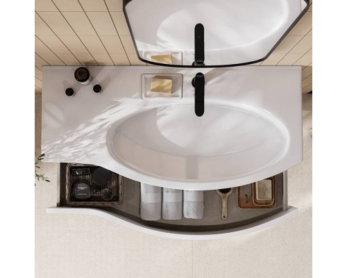 Kerama Marazzi Riva Тумба подвесная 100см, правая, с раковиной, цвет: белый матовый. RV.wb.100Rh,  RV.100Rh\WHT.M