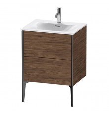 Duravit XViu Тумба подвесная 61x48x59.1см, с раковиной, 2 ящика, цвет: walnut dark/черный матовый. 2344630000,  XV971500000,  XV43000B221