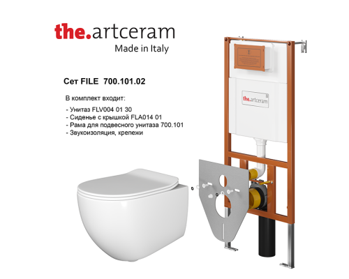 Artceram File Комплект унитаз с сиденьем FLV004 01+FLA004+ инсталляция, звукоизоляция, без кнопки