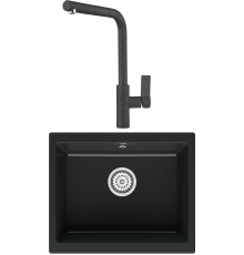 Комплект Мойка кухонная Point Сидли 55 черная + Смеситель PN3102 черный