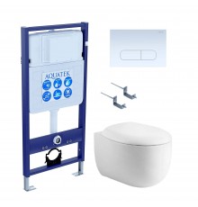 Комплект Унитаз подвесной AQUATEK Альтаир AQ1980-00 безободковый, с микролифтом + Инсталляция Standard INS-0000012 + Комплект креплений KKI-0000002 + Кнопка KDI-0000013 белая
