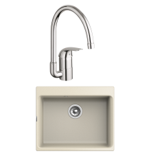 Комплект Мойка Rivelato Axel Х-60 beige scuro + Смеситель Grohe Euroeco