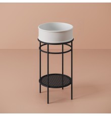 Artceram Vogue Металлическая структура Oslash;44хh72,5см, напольная, с раковиной, с мраморной полочкой, цвет: черный матовый/белый матовый. ACA058 17,  ATL001 05 00,  TFA002 17