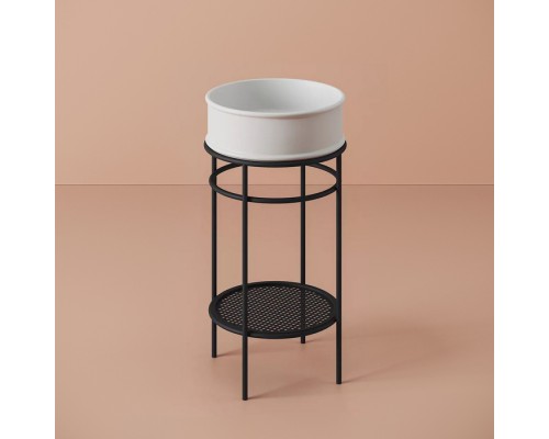 Artceram Vogue Металлическая структура Oslash;44хh72,5см, напольная, с раковиной, с мраморной полочкой, цвет: черный матовый/белый матовый. ACA058 17,  ATL001 05 00,  TFA002 17