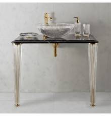 3SC Elegance Консоль ELEGANCE 90х54хh97см с раковиной EL11, топ-мрамор nero marquinia, сифон, напольная, цвет: золото 24к. Lucido. EL3090NMGD