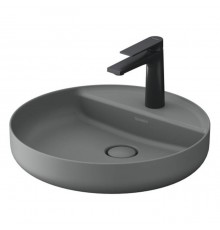 Duravit Vitrium Раковина накладная 46см., с 1 отв., круглая, из DuroCast UltraResist, без перелива, с полкой, цвет: светло-серый матовый. 266246HD