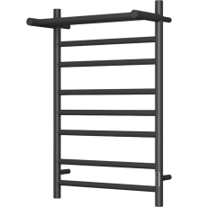 Полотенцесушитель электрический Bauedge Stil Shelf R 50х80, с полкой, матовый черный RAL9005