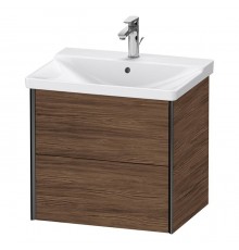 Duravit XViu Тумба подвесная 61x46.9x56.5см, с раковиной, 2 ящика, цвет: walnut dark/черный матовый. 2332650000,  XV41150B221