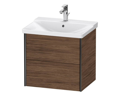 Duravit XViu Тумба подвесная 61x46.9x56.5см, с раковиной, 2 ящика, цвет: walnut dark/черный матовый. 2332650000,  XV41150B221