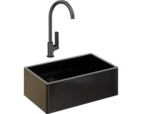Комплект Мойка кухонная Domaci Сиена 50276-110 черная матовая + Смеситель STWORKI HWX5015-P01BK