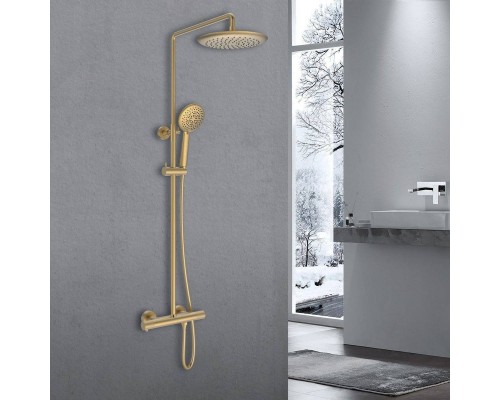 Душевая стойка Vincea Desire VSFS-1D0TBG термостатическая, брашированное золото