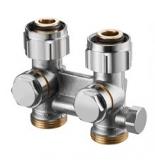Узел Multiflex F, 3/4 HГ x 3/4 HP, запорно-присоединительный (ZBU) для заполнения, слива, с предварительной настройкой, латунный, мягкое уплотнение, никелированный, для отопительных приборов со встроенным вентилем, с наружной резьбой 3/4