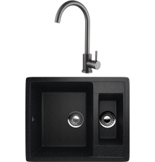 Комплект Мойка кухонная Ulgran U-106 -308 черная + Смеситель РМС Sus124pvd 017F черный