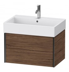Duravit XViu Тумба подвесная 68.4x45.4x39.7см, с раковиной, 2 ящика, цвет: walnut dark/черный матовый. 2350700000,  XV43350B221