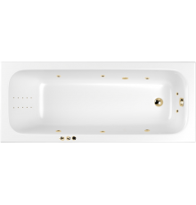 Акриловая ванна WHITECROSS Vibe 0105.180075.100.SMARTNANO.GL 180x75 см, с гидромассажем, с каркасом, со сливом-переливом, с донным клапаном, фурнитура золото