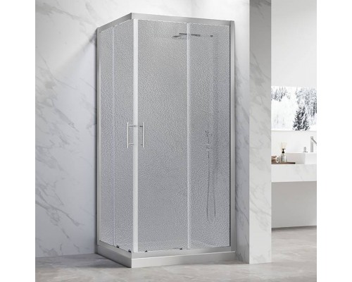 Душевой уголок Veconi Rovigo RV-27CH, 100х80 см, профиль хром, стекло текстурное pear
