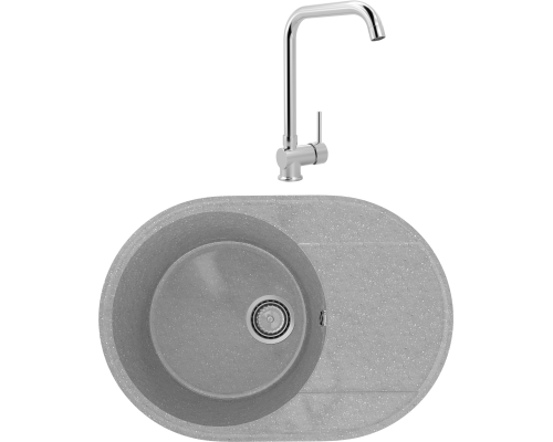 Комплект Мойка кухонная Practik PR-M 610-003 светло-серая + Смеситель MEGA Didim MG-CM107 хром