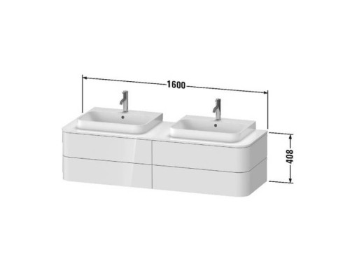 Duravit Happy D.2 Plus Тумба подвесная 160x55x40.8см с 2 раковинами, 4 ящика, цвет: nordic white satin matt/mediterrenean oak. 2359600000,  HP032HB7171,  HP4974B3939