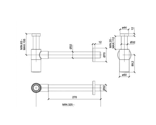 Almar Mixers Сифон для раковины, цвет: черный металл брашированный PVD. E096002.AB