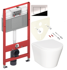 Комплект Унитаз подвесной Ceramicanova Forma CN3011 с микролифтом + Инсталляция TECE Now 9400412 4 в 1 с кнопкой смыва