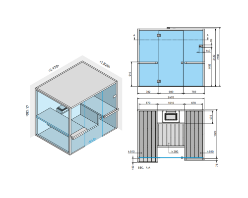 Effegibi Air 105 Corner Био-Сауна 247x182x213см, угловая SX, цвет: осина термообработанная. BI 91 10 0004 Effegibi Air 105 Corner Био-Сауна 247x182x213см, угловая SX, цвет: осина термообработанная. BI 91 10 0004