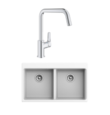 Комплект Мойка Rivelato Axel X-90-2D brina + Смеситель Grohe Eurosmart