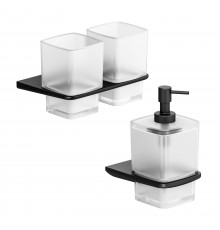 Набор Стакан AM.PM Inspire 2.0 A50A343422 двойной, подвесной, черный + Дозатор A50A36922 черный матовый
