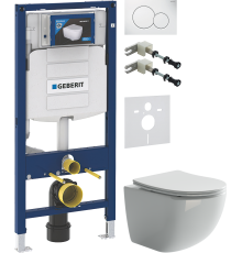 Комплект Унитаз подвесной Ceramicanova Forma CN3009 безободковый + Крепления Geberit Duofix 111.815.00.1 к стене + Шумоизоляция 156.050.00.1 + Инсталляция UP 320 111.300.00.5 + Кнопка Sigma 01 115.770.11.5 белая