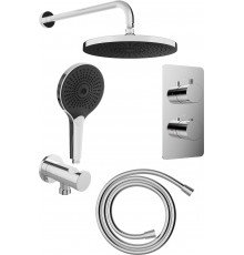 Душевой комплект Aqueduto Смеситель + Верхний душ + Шланг + Лейка + Кронштейн + Шланговое подключение, С ВНУТРЕННЕЙ ЧАСТЬЮ
