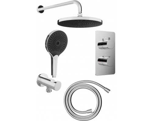 Душевой комплект Aqueduto Смеситель + Верхний душ + Шланг + Лейка + Кронштейн + Шланговое подключение, С ВНУТРЕННЕЙ ЧАСТЬЮ