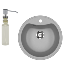 Мойка кухонная Ulgran U-601 342 графит + дозатор U-01 графит