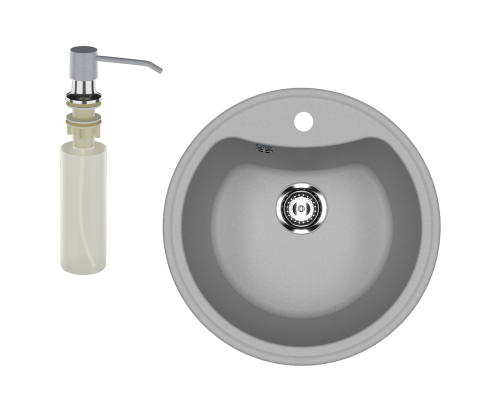 Мойка кухонная Ulgran U-601 342 графит + дозатор U-01 графит