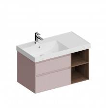 Kerama Marazzi Cubo Тумба подвесная 90см, левая, цвет: мальва матовая / орех. CUB.90.2Lh\MAL.N