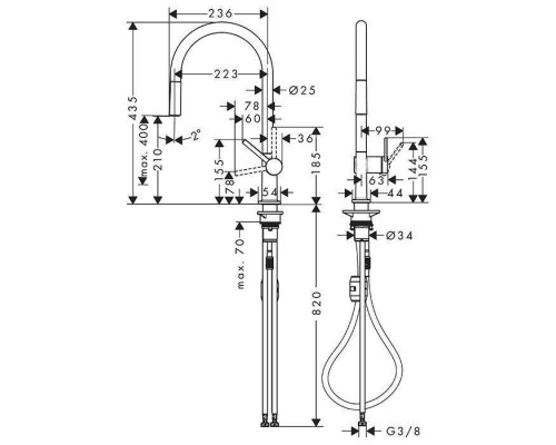 Hansgrohe Talis M54 Кухонный смеситель, на 1 отв, излив: 21см, с вытяжным изливом, цвет: черный матовый. 72802670 Hansgrohe Talis M54 Кухонный смеситель, на 1 отв, излив: 21см, с вытяжным изливом, цвет: черный матовый. 72802670