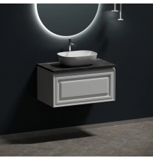 Тумба с раковиной Sancos Very 80 см, bianco, столешница черный мрамор, раковина CN6009
