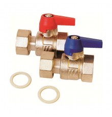 Кран шаровой Henco с уплотнением, никелированный 1 , набор 2 штуки. UFH-B0606-VN
