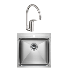 Комплект Мойка Paulmark Kroner PM215151-BS брашированная нержавеющая сталь + Смеситель Grohe Euroeco