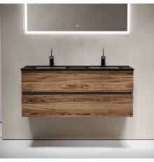 Тумба с раковиной Sancos Urban 120 дуб чарльстон, двойная черная раковина CN7004MB