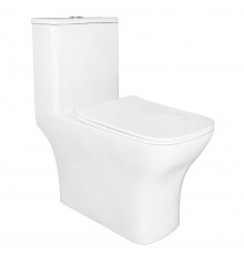 Унитаз моноблок Azario Lodi 665x350x750 напольный, горизонтальный слив, сиденье дюропласт микролифт AZ-8617