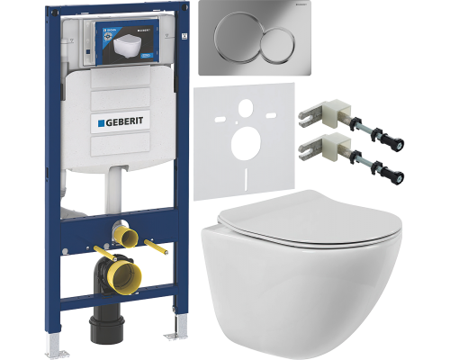 Комплект Унитаз подвесной BelBagno Amanda BB051CHR безободковый + Крышка BB2034SC с микролифтом + Инсталляция Geberit Duofix UP 320 111.300.00.5 + Кнопка Sigma 01 115.770.21.5 хром + Крепления 111.815.00.1 к стене + Шумоизоляция 156.050.00.1