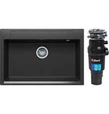 Комплект Мойка Polygran Argo 760 черная + Измельчитель Bort Titan 7000
