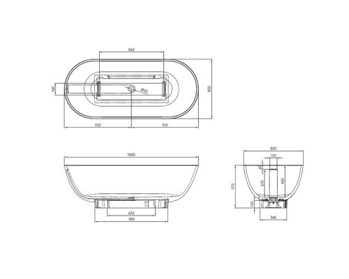 Burgbad Crono Ванна отдельностоящая 180x80x57.5 см, овальная, цвет: белый. MWAN180 C0001