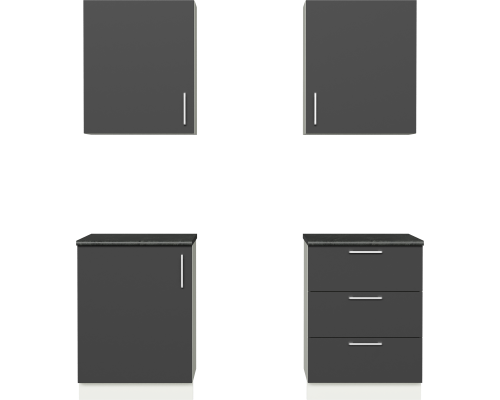Кухонный гарнитур Domaci Болонья 180 см, фасад графит, ручка хром, столешница луна KUH-708314